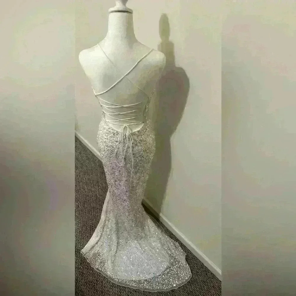 Primavera Formal Prom Dress White with Pastel Sequins Size 4 - Picture 4 of 10